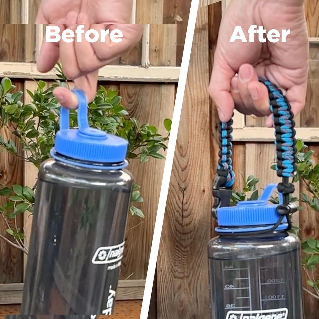 Hydrocord Handle for Nalgene Water Bottles, Fits Wide Mouth Water Bottles, Durable Carrier, Secure Accessories, Compatible with 32oz, 36oz, 48oz Water Bottle (Black) | FOM6