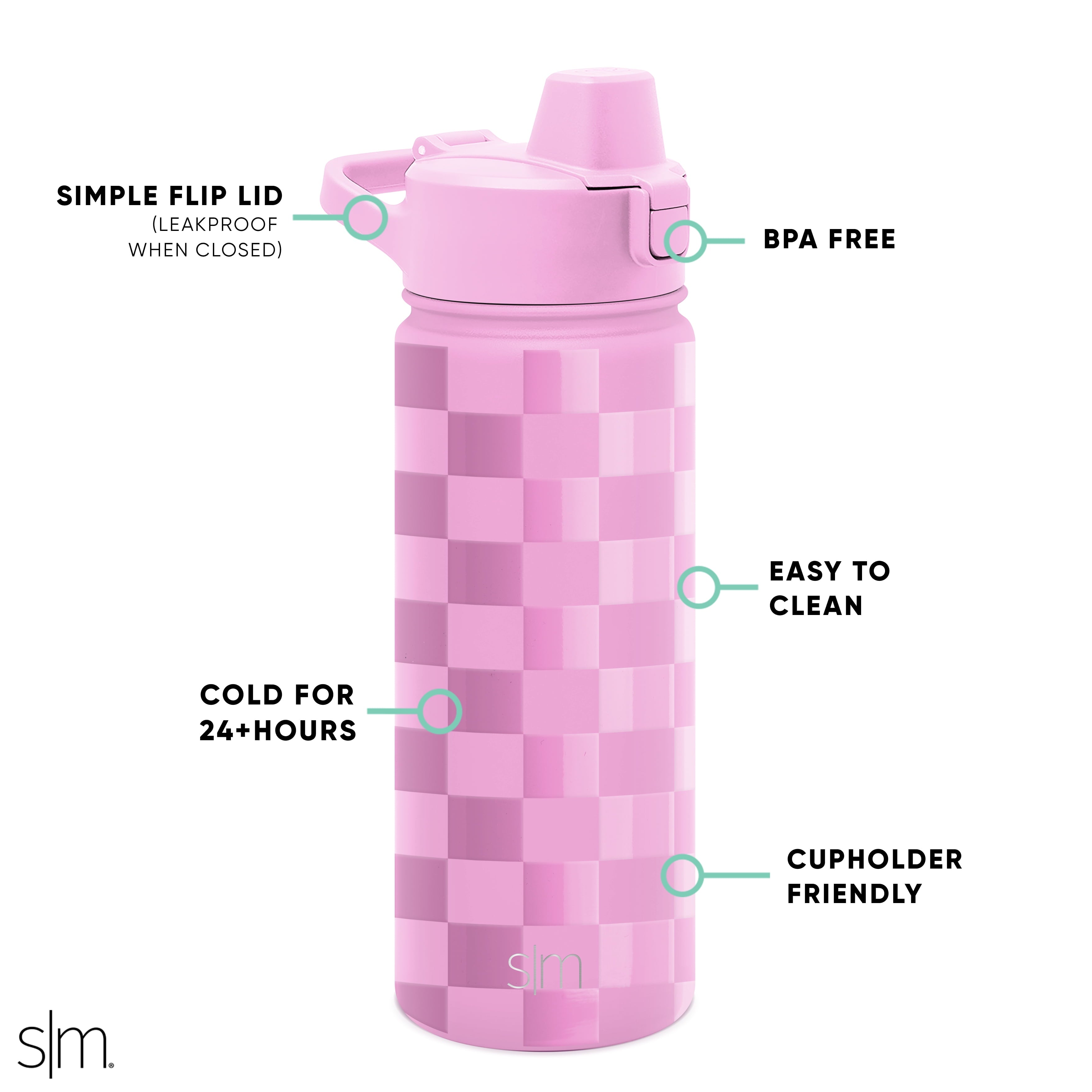 Simple Modern 18 fl oz Insulated Stainless Steel Summit Water Bottle with Covered Silicone Straw Lid | Sweet Taffy | RF72