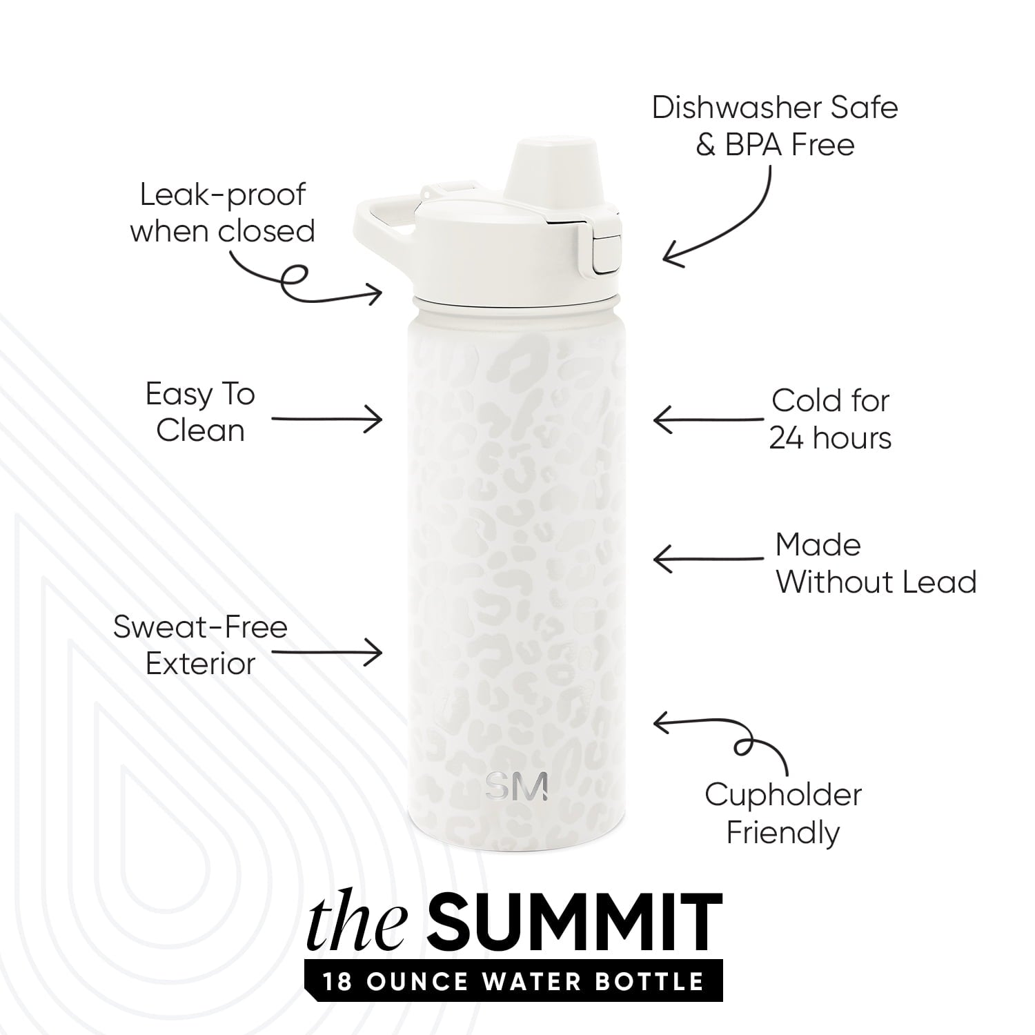 Simple Modern 18 fl oz Insulated Stainless Steel Summit Water Bottle with Covered Silicone Straw Lid | Sweet Taffy | RF72