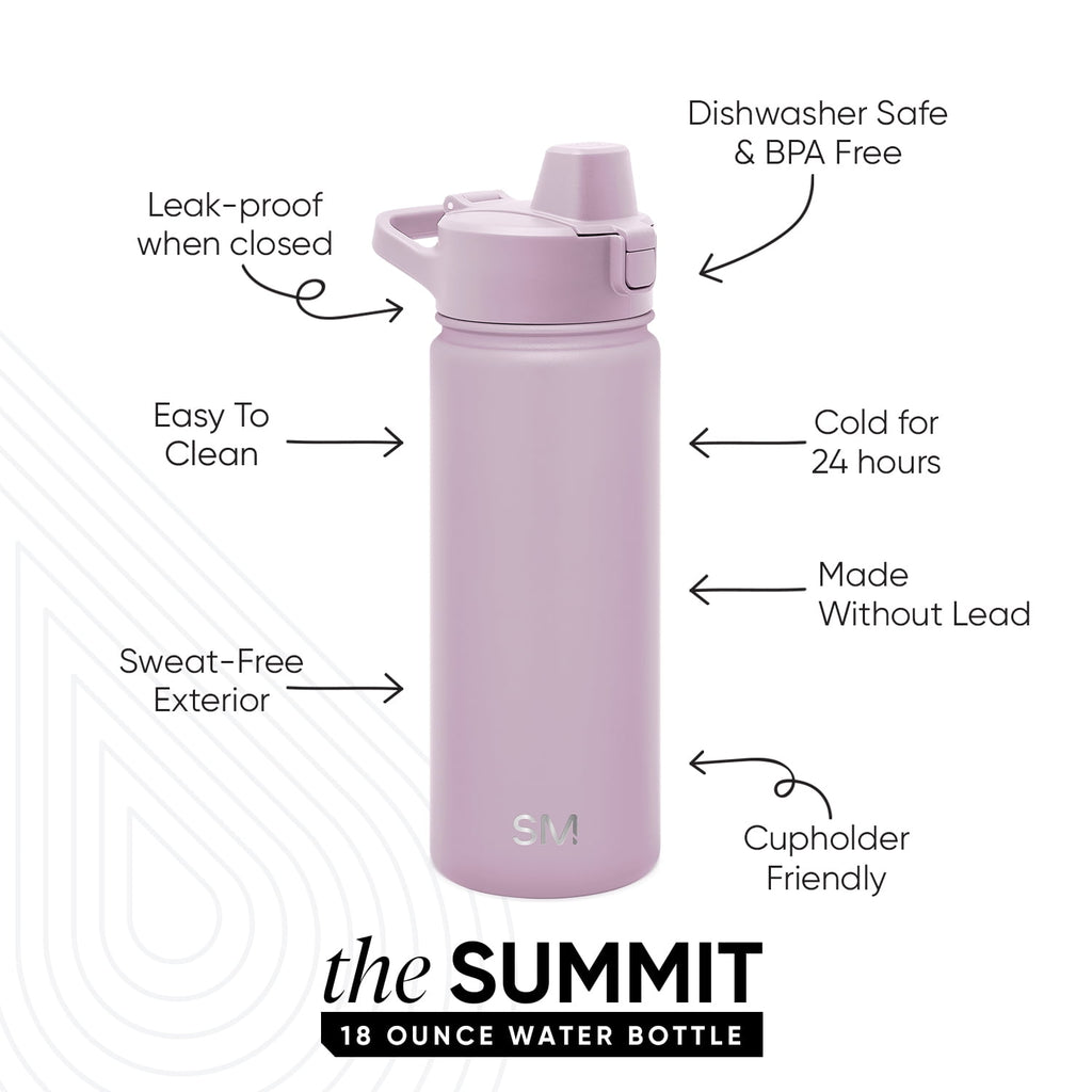 Simple Modern 18 fl oz Insulated Stainless Steel Summit Water Bottle with Covered Silicone Straw Lid | Sweet Taffy | RF72