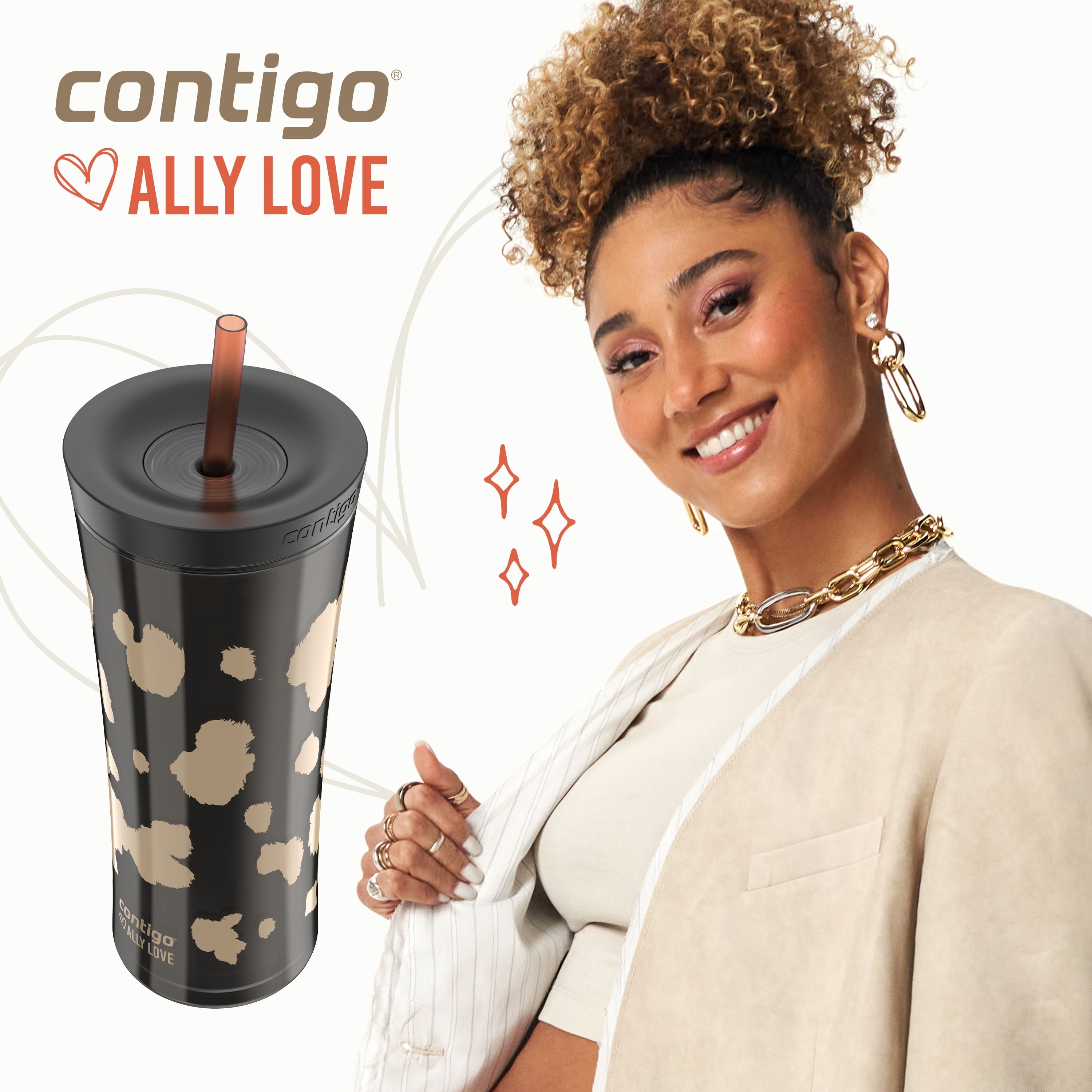 Contigo 20oz Shake &amp; Go Tumbler, Plastic with Straw, Licorice Cowhide Couture | AT0B