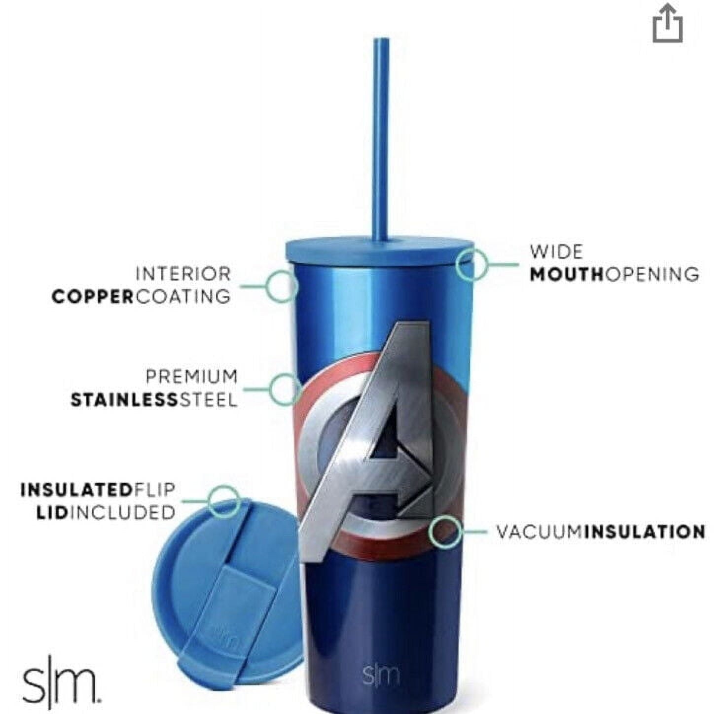 Simple Modern Insulated Avengers Shield 24oz  Tumbler W/Flip Lid and Straw Lid | 5WKF