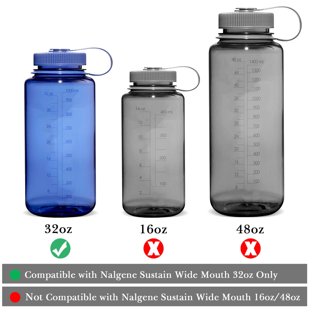 Linkidea 4 Pack Water Bottle Silicone Splashguard Compatible with Nalgene Sustain Wide Mouth 32oz, Anti-Spill Splash Guard for Wide-Necked Bottles with 53mm Opening, Waterbottle Easy Sipper | VI88