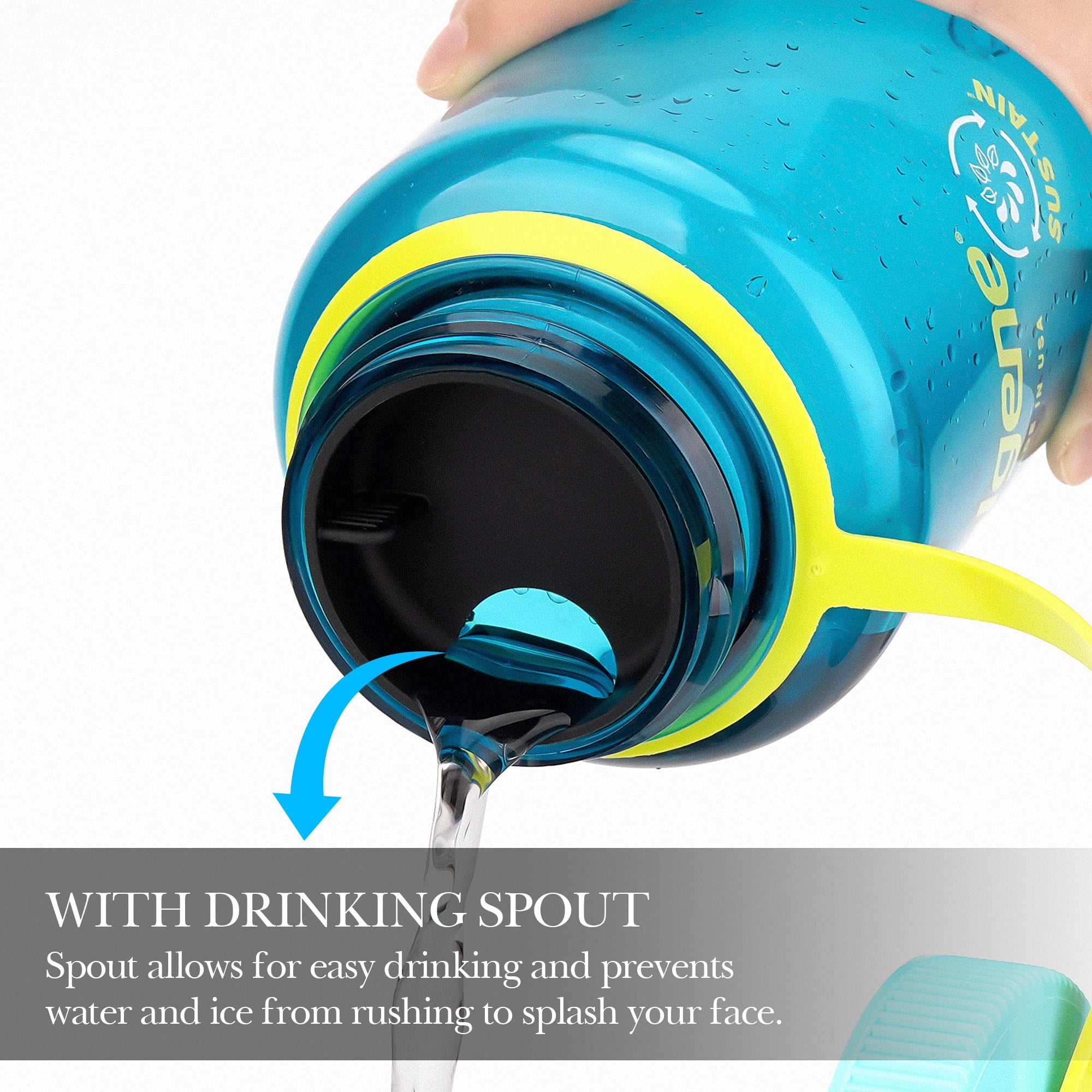 Linkidea 4 Pack Water Bottle Silicone Splashguard Compatible with Nalgene Sustain Wide Mouth 32oz, Anti-Spill Splash Guard for Wide-Necked Bottles with 53mm Opening, Waterbottle Easy Sipper | VI88