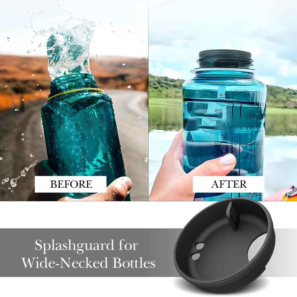 Linkidea 4 Pack Water Bottle Silicone Splashguard Compatible with Nalgene Sustain Wide Mouth 32oz, Anti-Spill Splash Guard for Wide-Necked Bottles with 53mm Opening, Waterbottle Easy Sipper | VI88