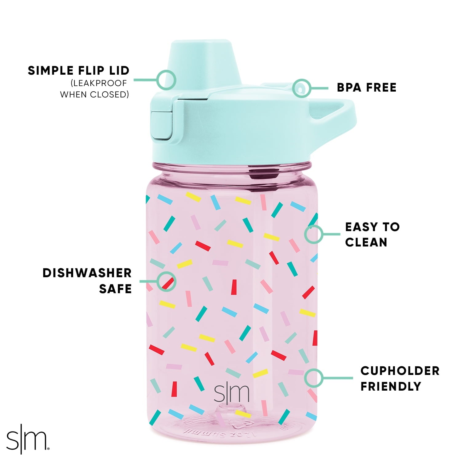 Simple Modern 12 fl oz Reusable Tritan Summit Water Bottle with Silicone Straw Lid | Birthday Cake | SS8C