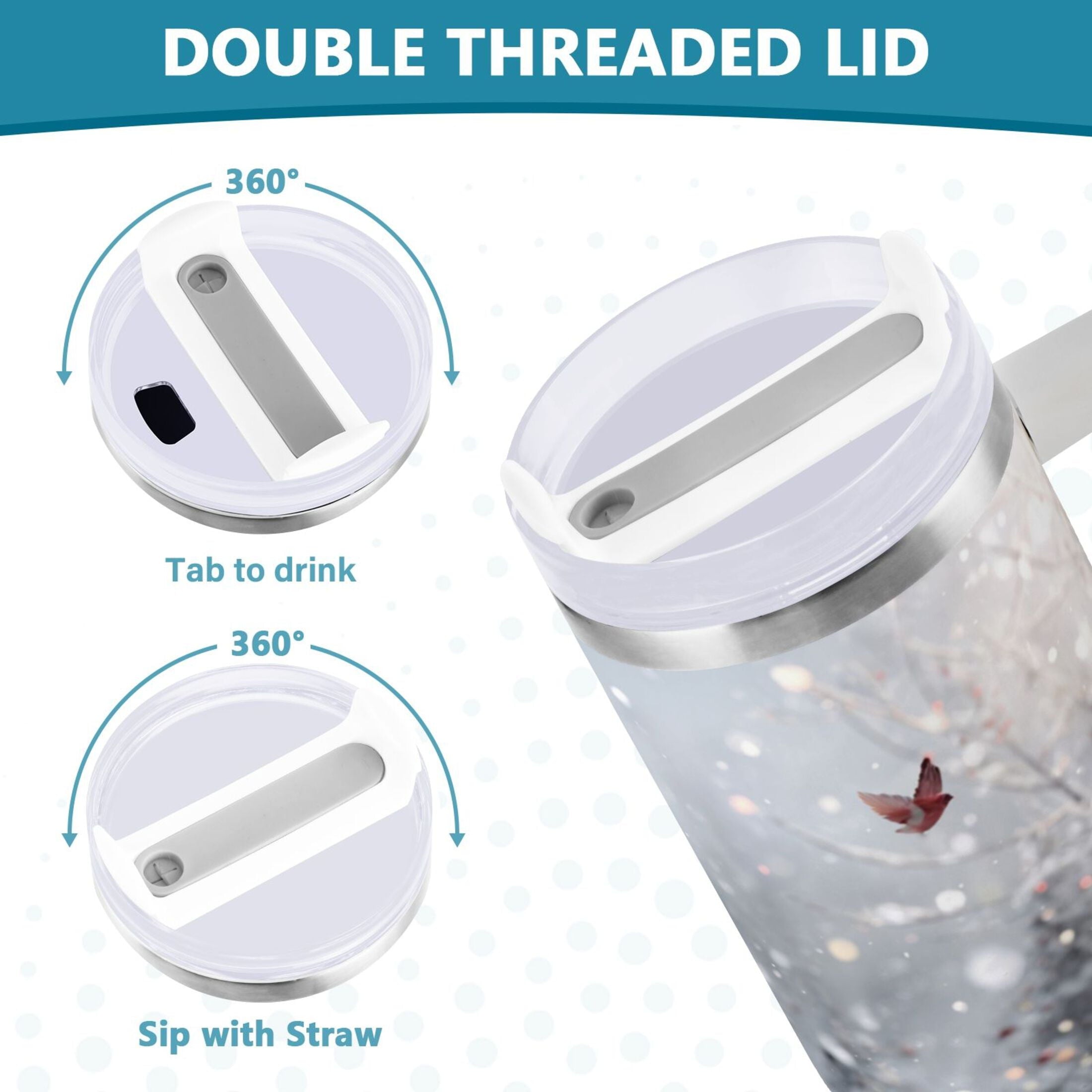 30 oz Insulated Stainless Steel Tumbler Double Wall Stainless Steel Tumbler with 2-Way Drinking Snowy Winter Landscape | TQHW