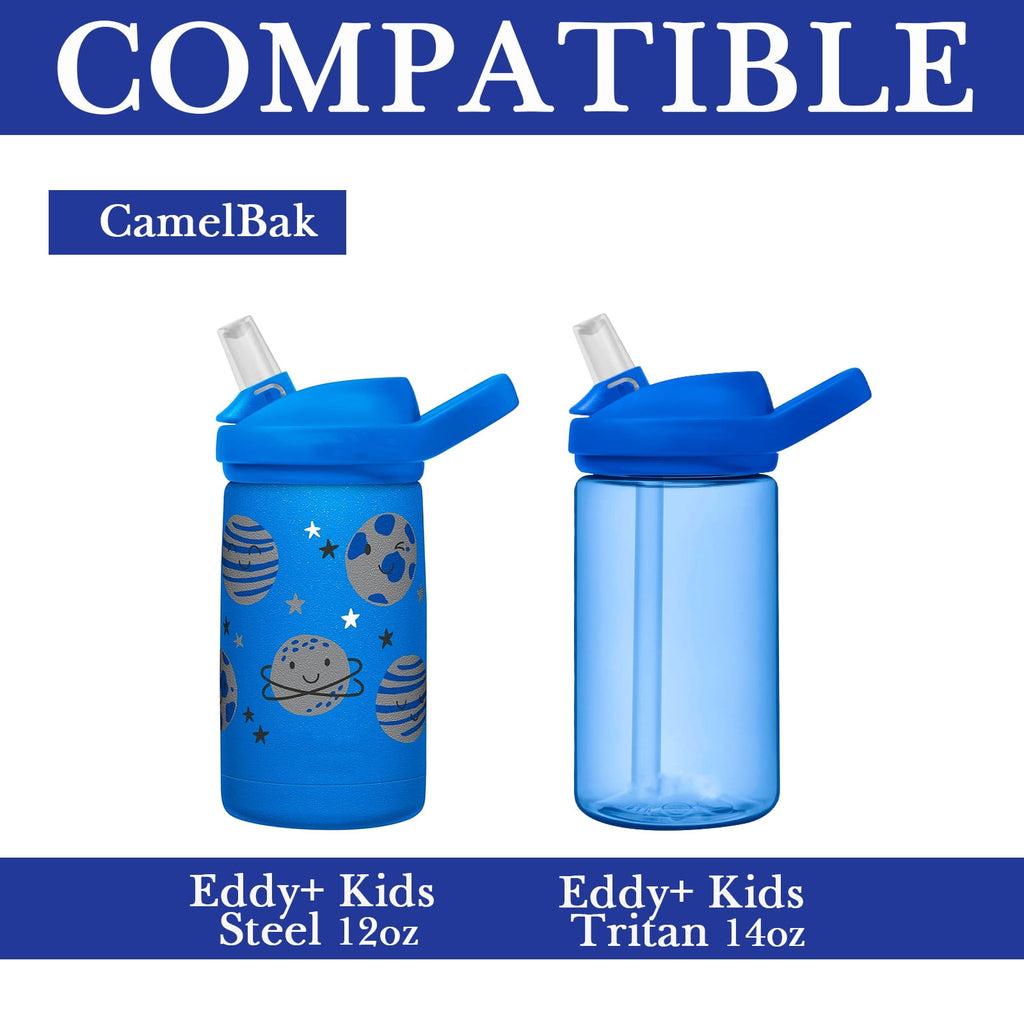 Linkidea Water Bottle Sleeve Compatible with CamelBak Eddy+ Tritan 14oz, Steel 12oz Kids Bottle, Waterbottle Holder Bag with Name Tag, Navy Blue | K2AU