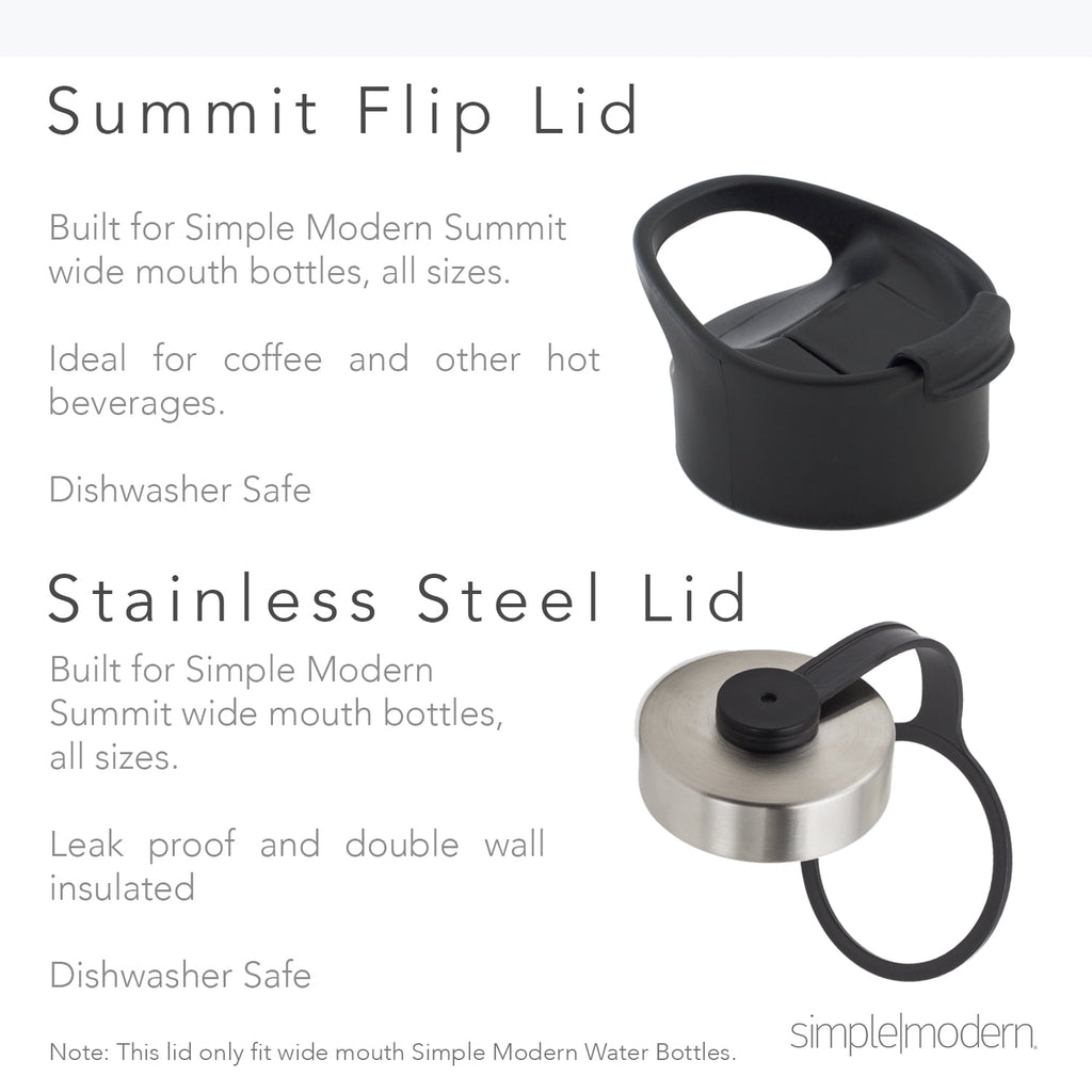 Simple Modern Summit 18 oz Silver and Black Double Wall Vacuum Insulated Stainless Steel Water Bottle with Wide Mouth and Flip-Top Lid | W0DT