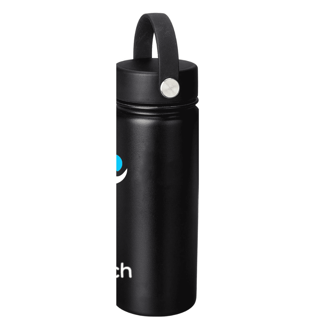 NuRich Sports Water Bottle - 18 Oz, Vacuum Insulated Stainless Steel, Modern Double Walled, Simple Thermo Modern Mug, Hydro Metal Canteen Flask Wide Mouth with Sweat Proof Design for Cold &amp; Hot Temp | GS4H