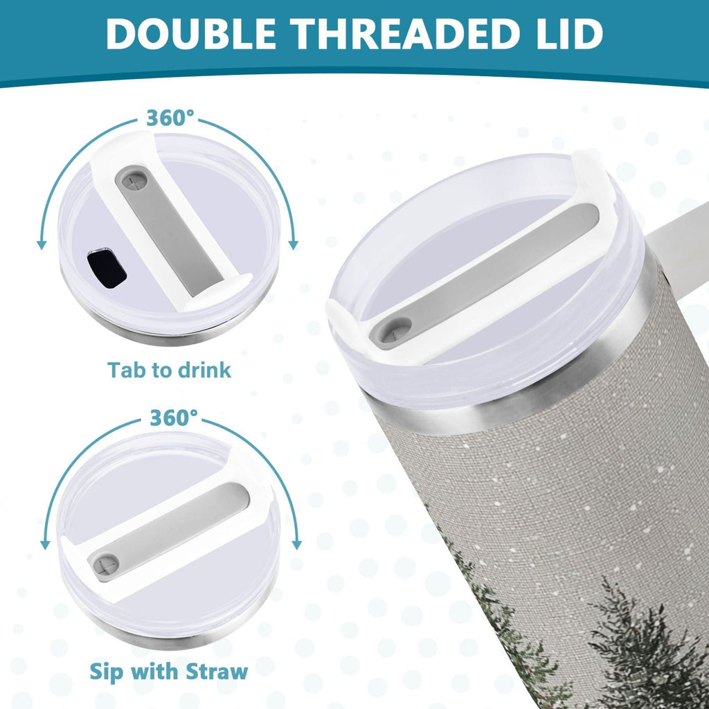30 oz Insulated Stainless Steel Tumbler Double Wall Stainless Steel Tumbler with 2-Way Drinking Christmas Deer and Snowmen | ZP4F