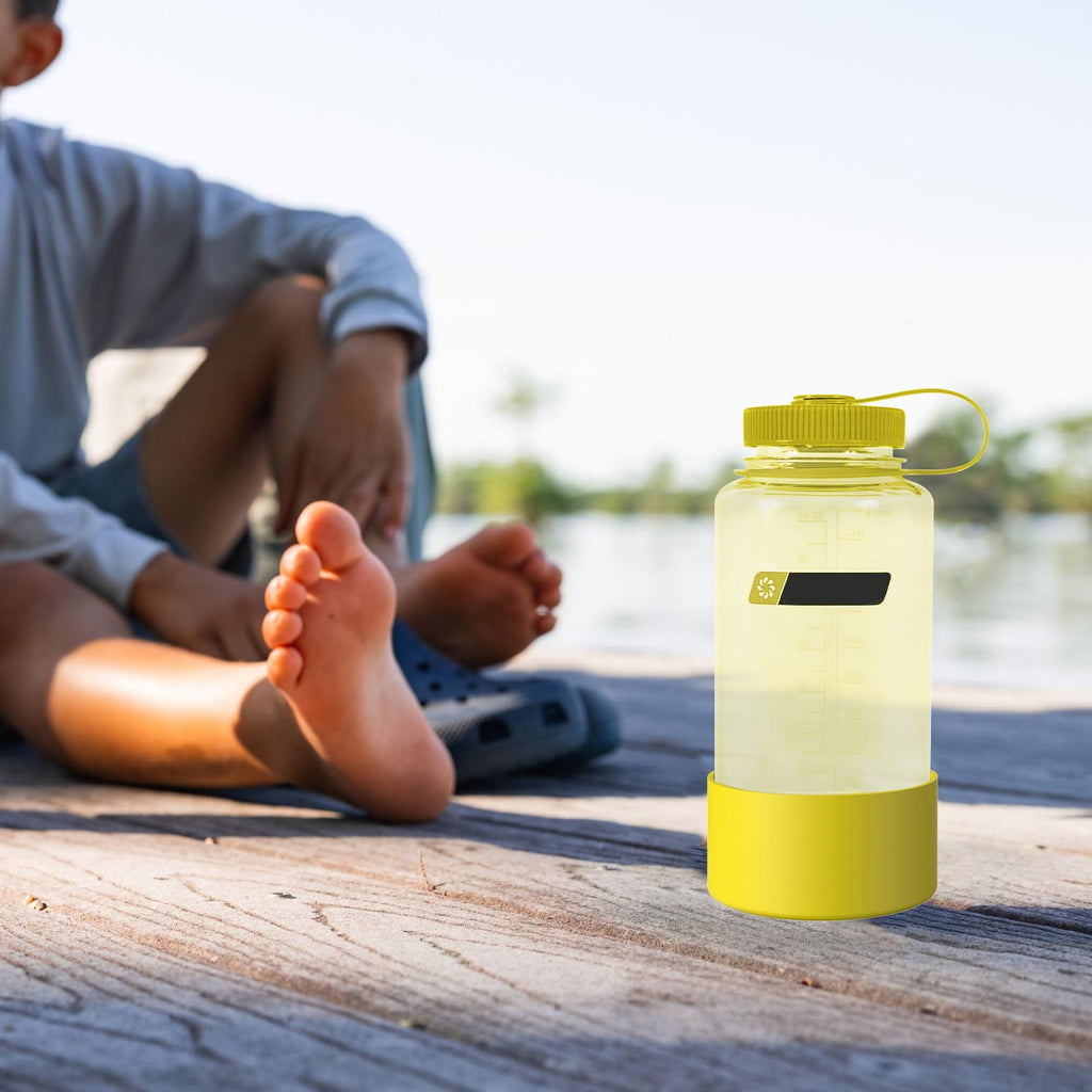 Linkidea 2 Pack Water Bottle Boot Compatible with Nalgene Sustain Wide Mouth 32oz/48oz, Narrow Mouth 32oz, Silicone Anti-Slip Bottle Bottom Bumper Protector (Yellow) | 6JQE