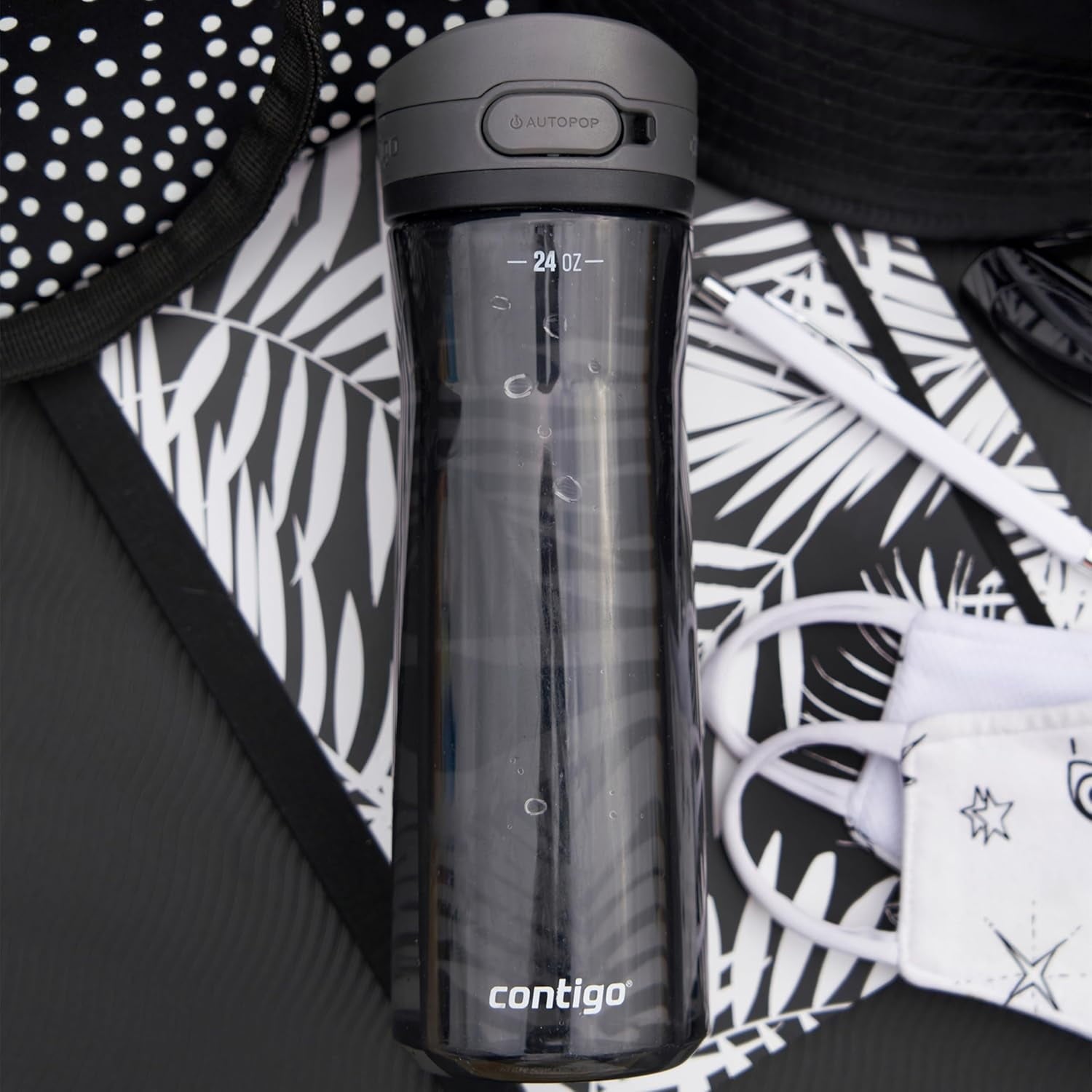 Contigo - Water Bottle with Leak-Proof and Locking Lid, BPA Free, 709ml Capacity, Black | SQWB