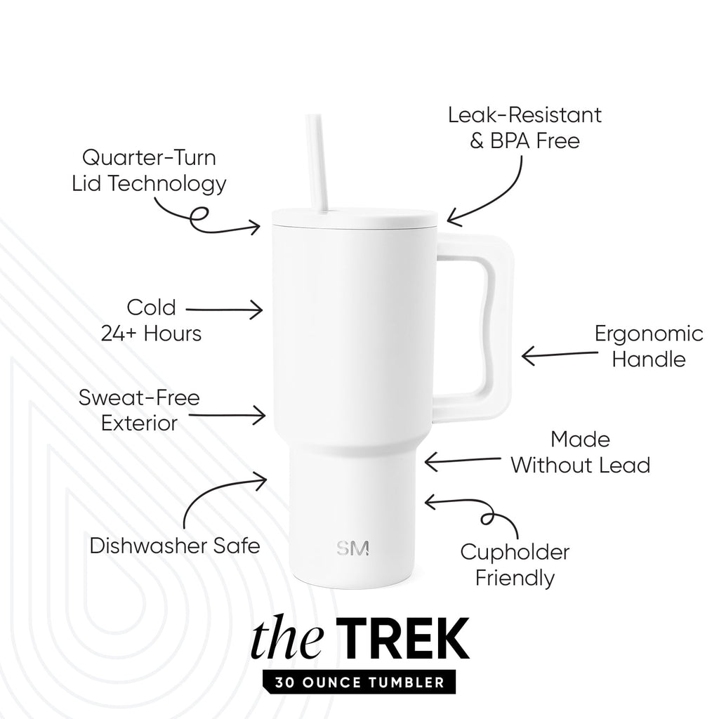 Simple Modern 30 fl oz Insulated Stainless Steel Trek Tumbler with Straw Lid | Seaglass Sage and Cream Checkmate | P40Y