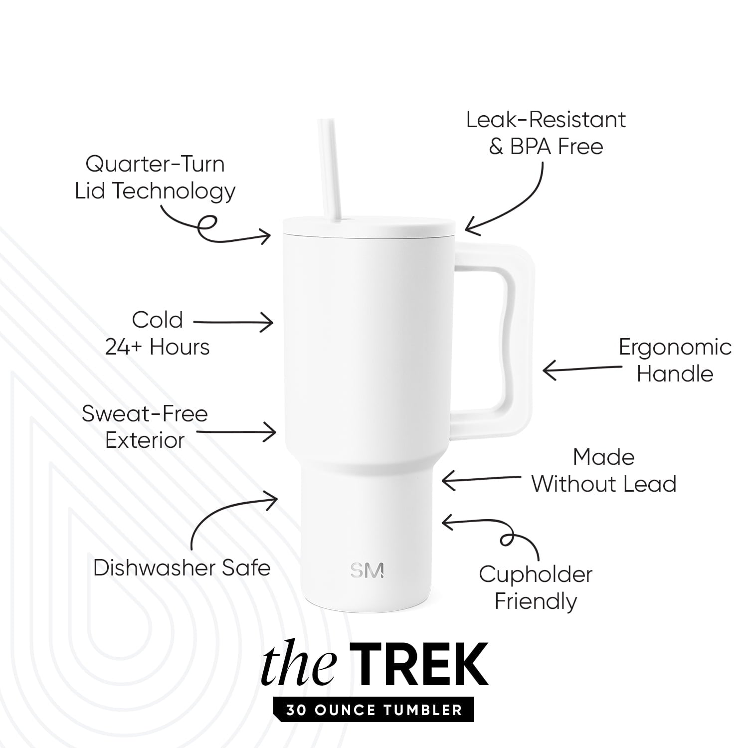 Simple Modern 30 fl oz Insulated Stainless Steel Trek Tumbler with Straw Lid | Seaglass Sage and Cream Checkmate | P40Y