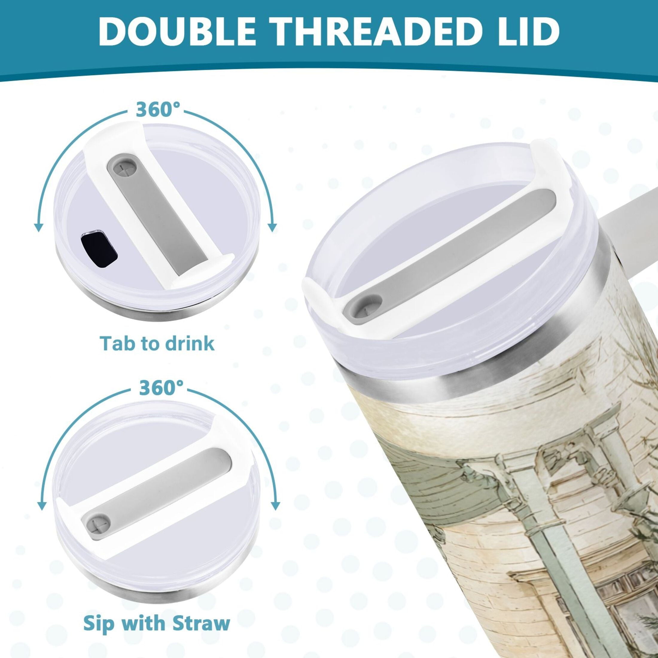 30 oz Insulated Stainless Steel Tumbler Double Wall Stainless Steel Tumbler with 2-Way Drinking Charming Christmas Doorway | 1ZWY