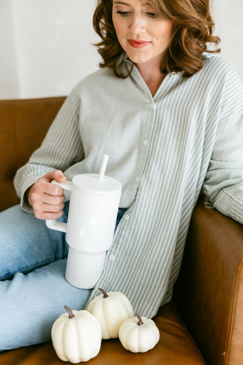 Simple Modern 30 fl oz Insulated Stainless Steel Trek Tumbler with Straw Lid | Seaglass Sage and Cream Checkmate | P40Y