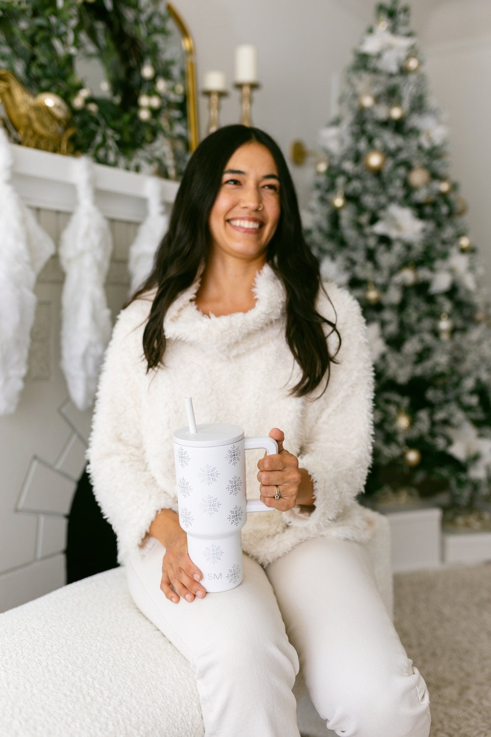 Simple Modern 30 fl oz Insulated Stainless Steel Trek Tumbler with Straw Lid | Seaglass Sage and Cream Checkmate | P40Y