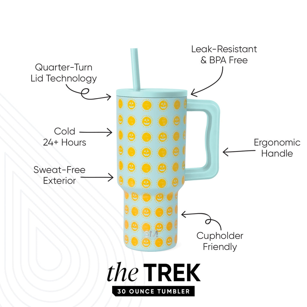 Simple Modern 30 fl oz Insulated Stainless Steel Trek Tumbler with Straw Lid | Seaglass Sage and Cream Checkmate | P40Y