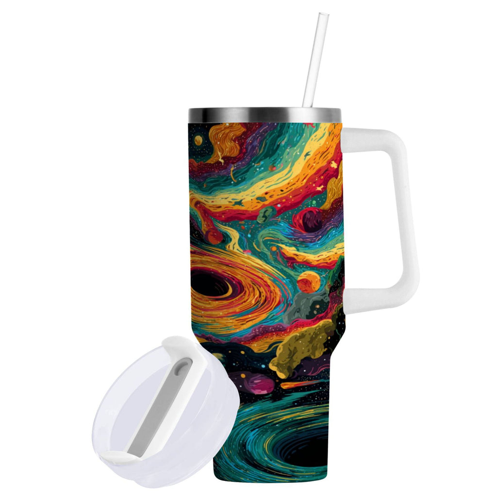 40 oz Insulated Stainless Steel Tumbler Double Wall Stainless Steel Tumbler with 2-Way Drinking Swirling Galaxy | ALJT