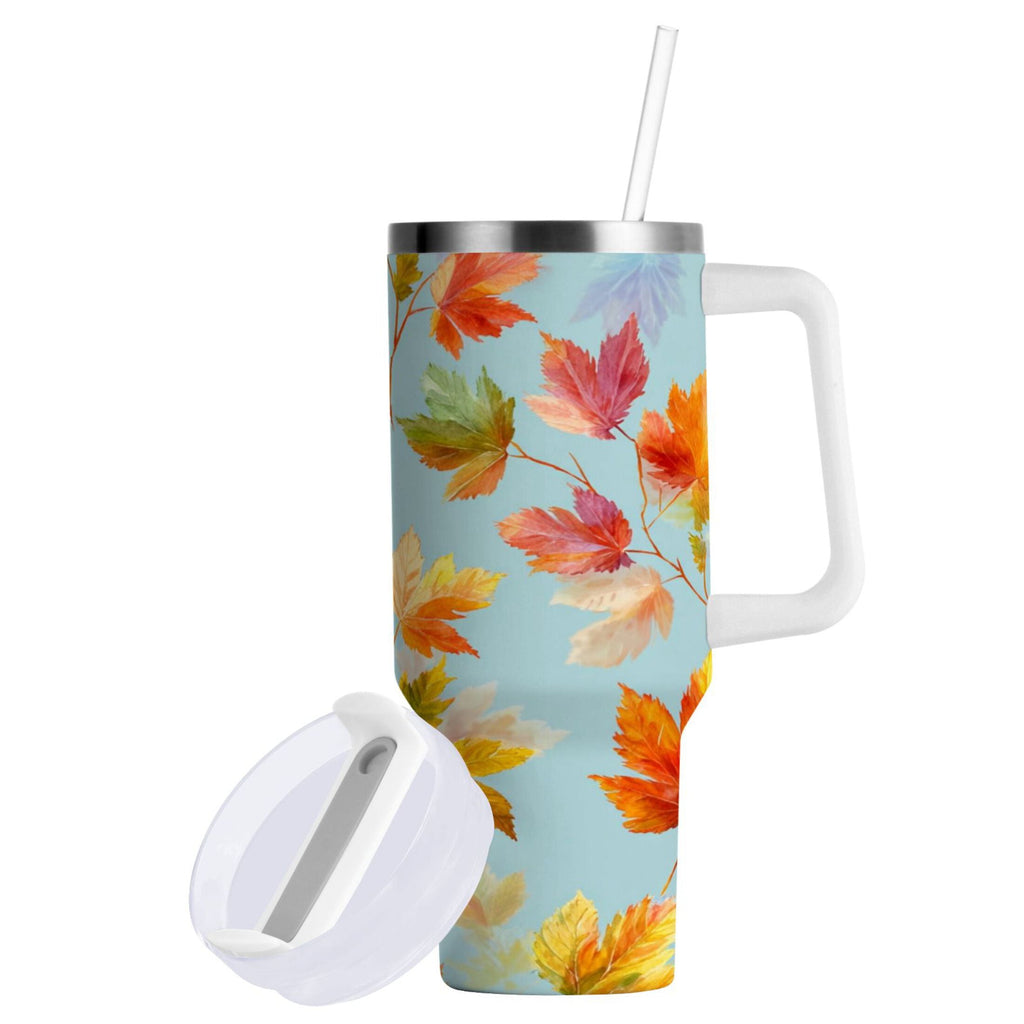 30 oz Insulated Stainless Steel Tumbler Double Wall Stainless Steel Tumbler with 2-Way Drinking Colorful Autumn Maple Leaves | E9N7