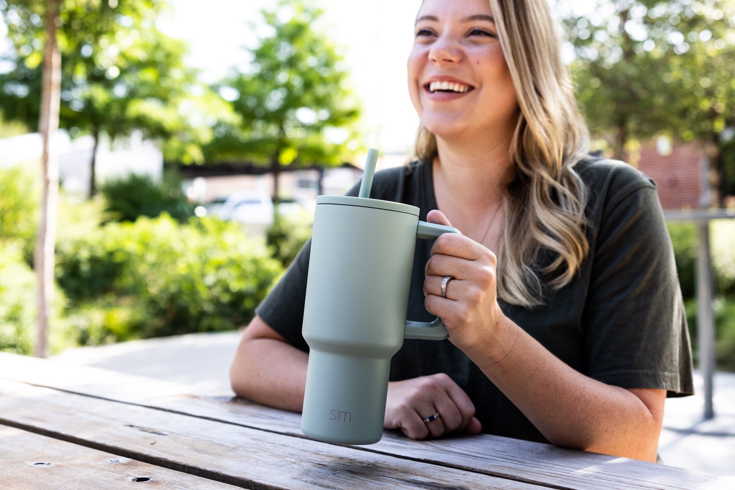 Simple Modern 30 fl oz Insulated Stainless Steel Trek Tumbler with Straw Lid | Seaglass Sage and Cream Checkmate | P40Y