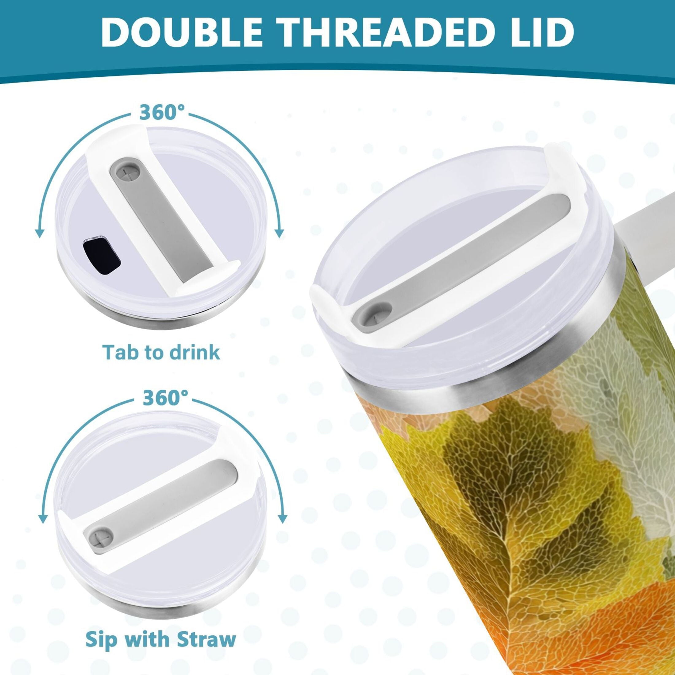 30 oz Insulated Stainless Steel Tumbler Double Wall Stainless Steel Tumbler with 2-Way Drinking Various Shades Autumn Leaves | T9V6