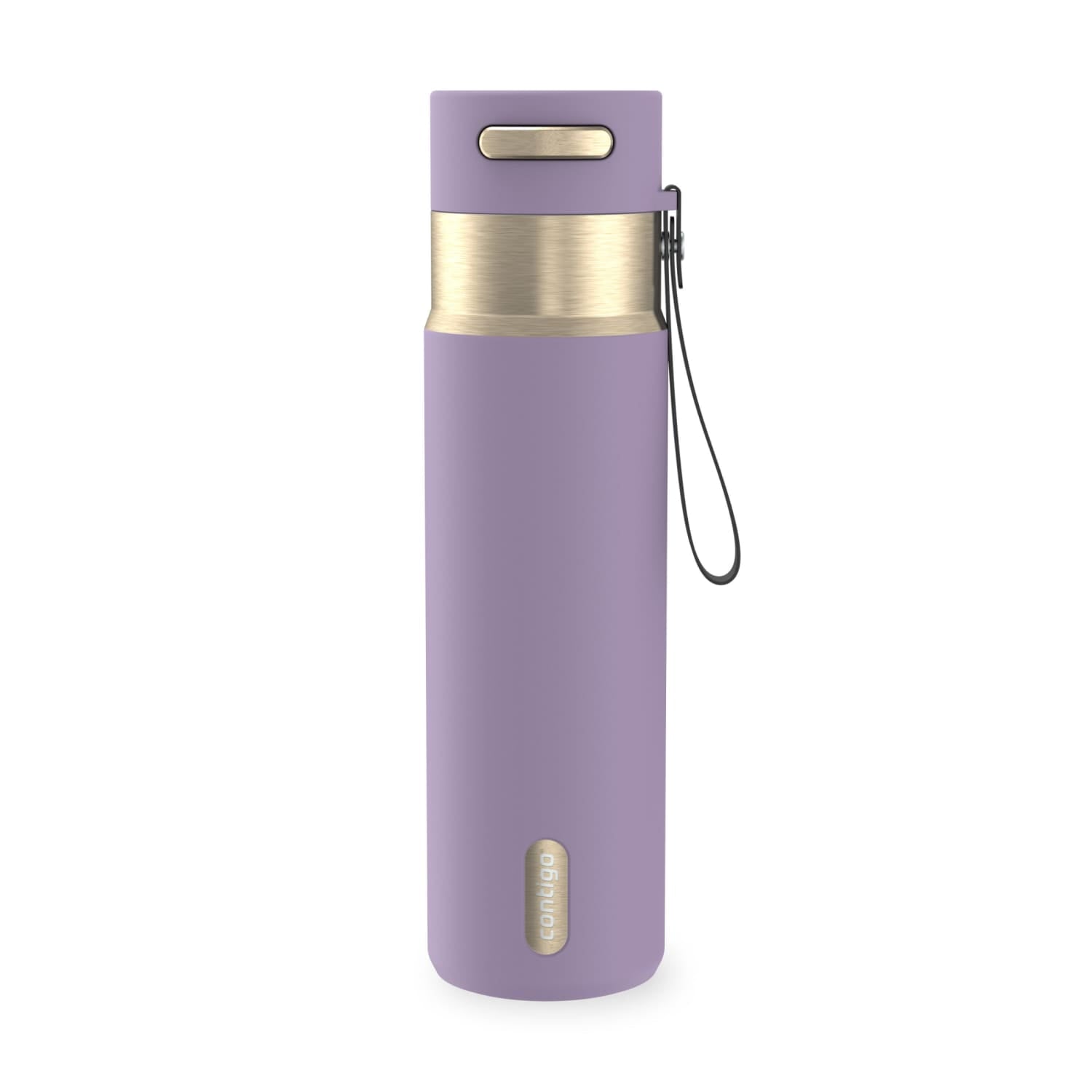 Contigo AutoSeal Leakproof Stainless Steel Reusable Water Bottle Tumbler with Carrying Strap, Cream/Champagne, 24 oz | YNTK