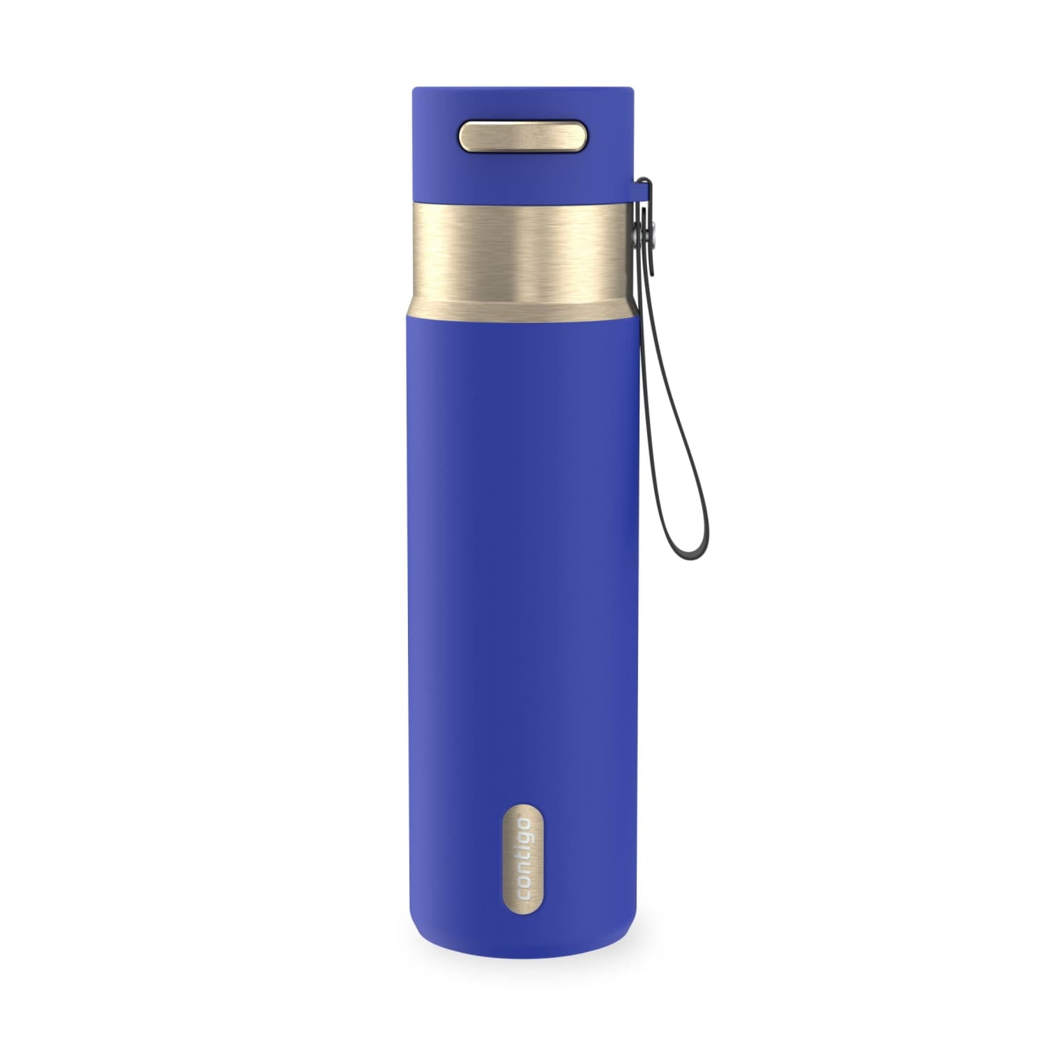 Contigo AutoSeal Leakproof Stainless Steel Reusable Water Bottle Tumbler with Carrying Strap, Cream/Champagne, 24 oz | YNTK