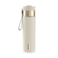Contigo DualSip Leakproof Stainless Steel Reusable Water Bottle Tumbler with Carrying Strap, Cream/Champagne, 24 oz | 5QUC