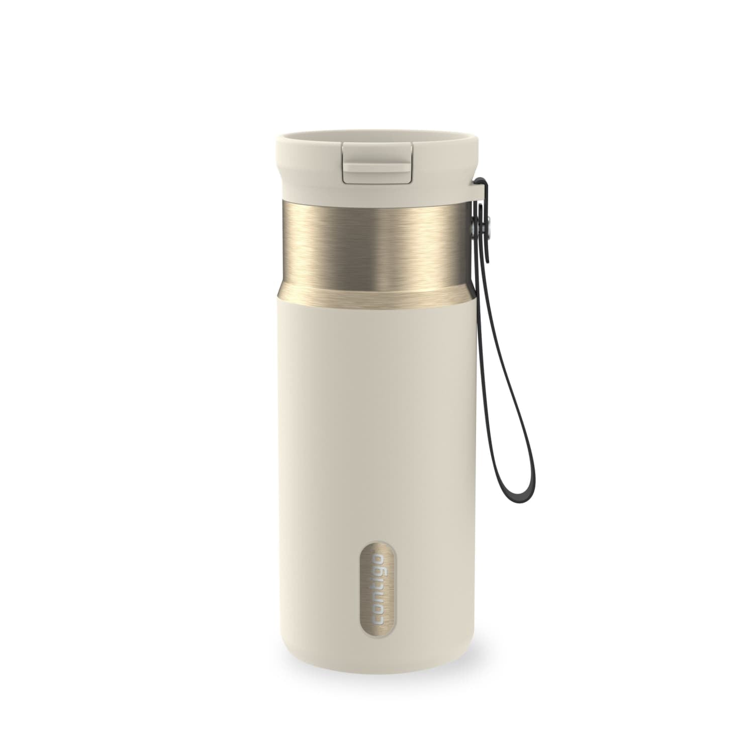 Contigo SnapSeal Leakproof Stainless Steel Reusable Water Bottle with Carrying Strap, Black/Bronze, 16 oz | 1GGM
