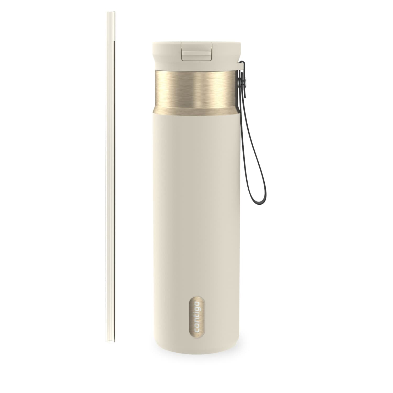 Contigo SnapSeal Leakproof Stainless Steel Reusable Water Bottle with Carrying Strap, Dark Blue/Bronze, 24 oz | S8WG