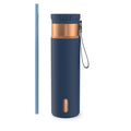 Contigo SnapSeal Leakproof Stainless Steel Reusable Water Bottle with Carrying Strap, Dark Blue/Bronze, 24 oz | S8WG