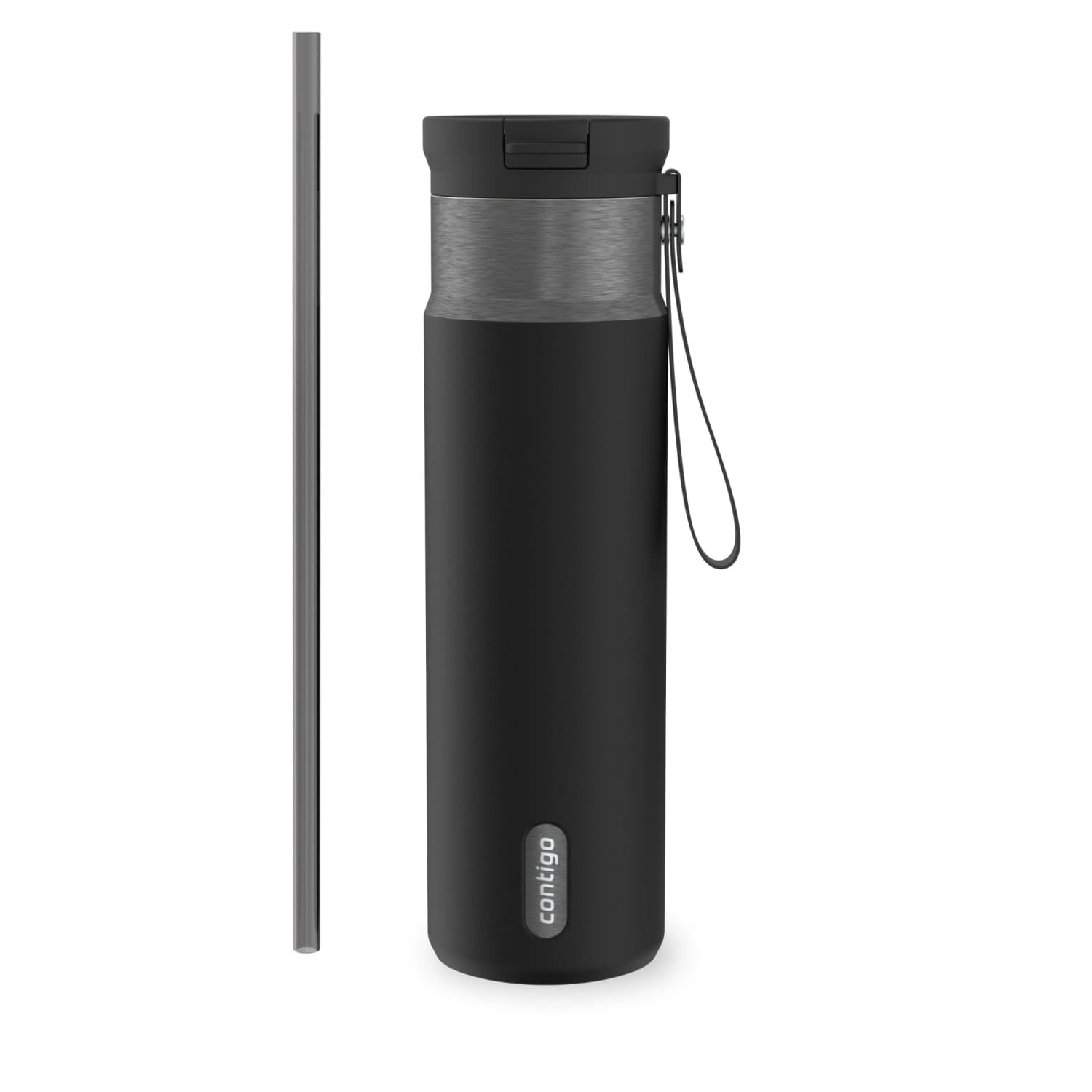 Contigo SnapSeal Leakproof Stainless Steel Reusable Water Bottle with Carrying Strap, Dark Blue/Bronze, 24 oz | S8WG