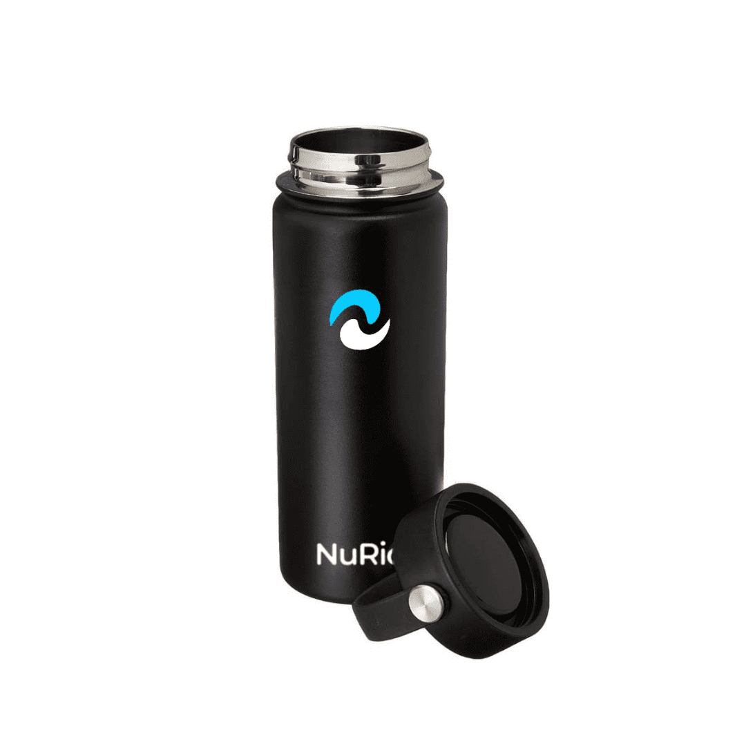 NuRich Sports Water Bottle - 18 Oz, Vacuum Insulated Stainless Steel, Modern Double Walled, Simple Thermo Modern Mug, Hydro Metal Canteen Flask Wide Mouth with Sweat Proof Design for Cold &amp; Hot Temp | GS4H