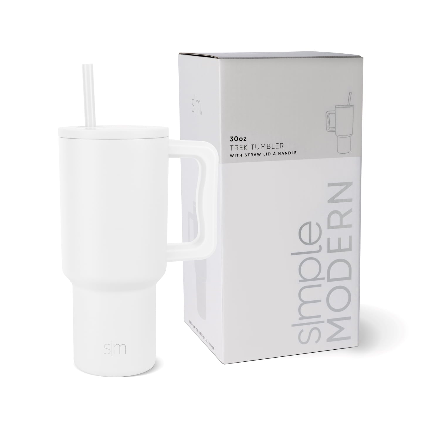 Simple Modern 30 fl oz Insulated Stainless Steel Trek Tumbler with Straw Lid | Cream Leopard | CQDM