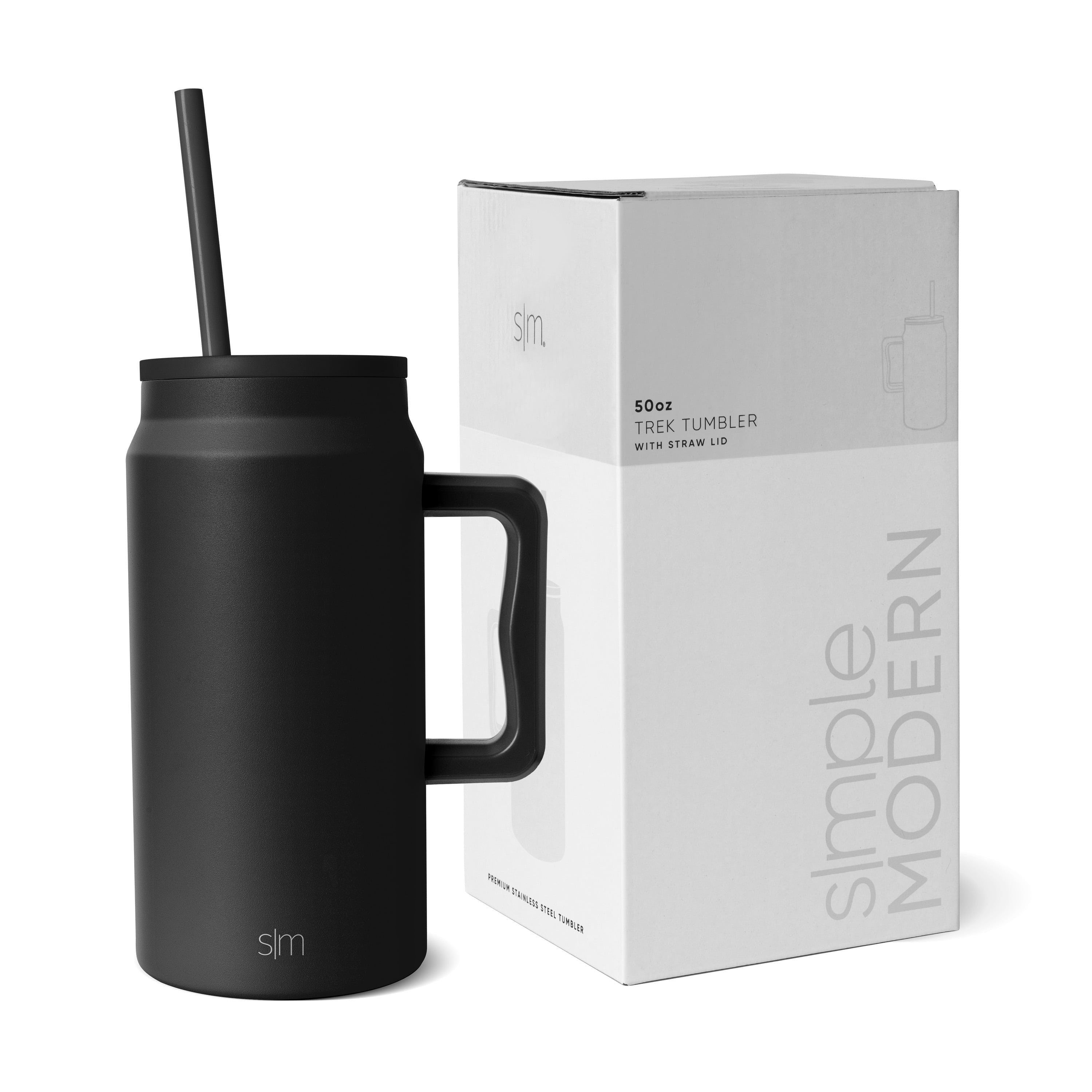 Simple Modern 50 fl oz Insulated Stainless Steel Trek Tumbler with Straw Lid | Midnight Black | NPMI