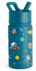 Simple Modern Blippi Kids Water Bottle with Straw Lid | Insulated Stainless Steel Reusable Tumbler for Toddlers, Girls | Summit Collection | 14oz, Blippi Space | USUJ