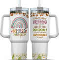 Tumbler 40 Oz With Handle Lid And Straw, Nurse Gifts, Black Camo White Engraved Print Travel Nurses Tumblers Handle Funny Cups Nursing For, Great Nurse Rainbow Daisy Flower | 86KP