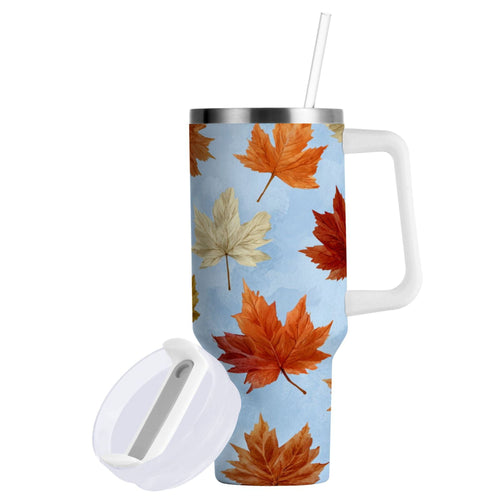 30 oz Insulated Stainless Steel Tumbler Double Wall Stainless Steel Tumbler with 2-Way Drinking Autumn Maple Leaves | 638N