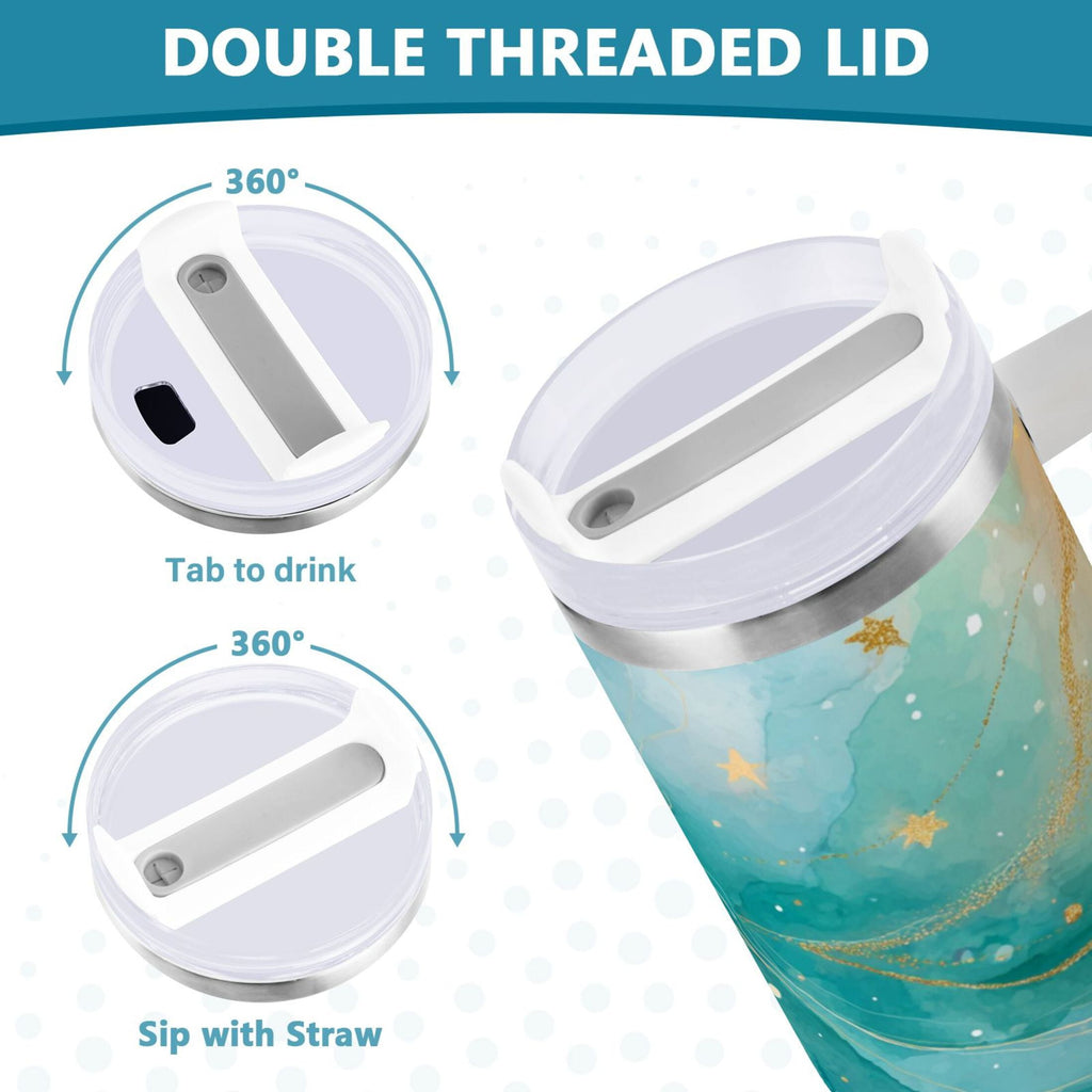 40 oz Insulated Stainless Steel Tumbler Double Wall Stainless Steel Tumbler with 2-Way Drinking Beautiful Watercolor Stars | 6GHE