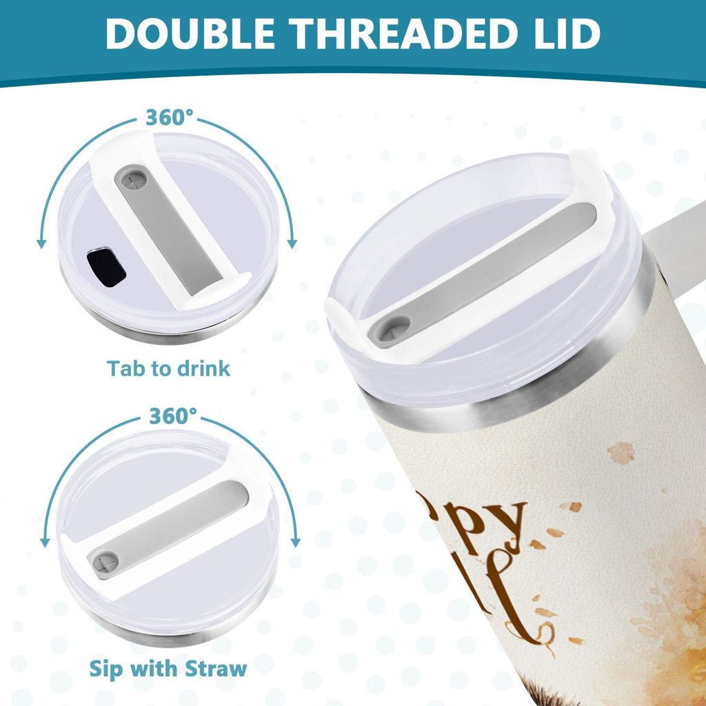 30 oz Insulated Stainless Steel Tumbler Double Wall Stainless Steel Tumbler with 2-Way Drinking Cute Little Hedgehog | EEQE