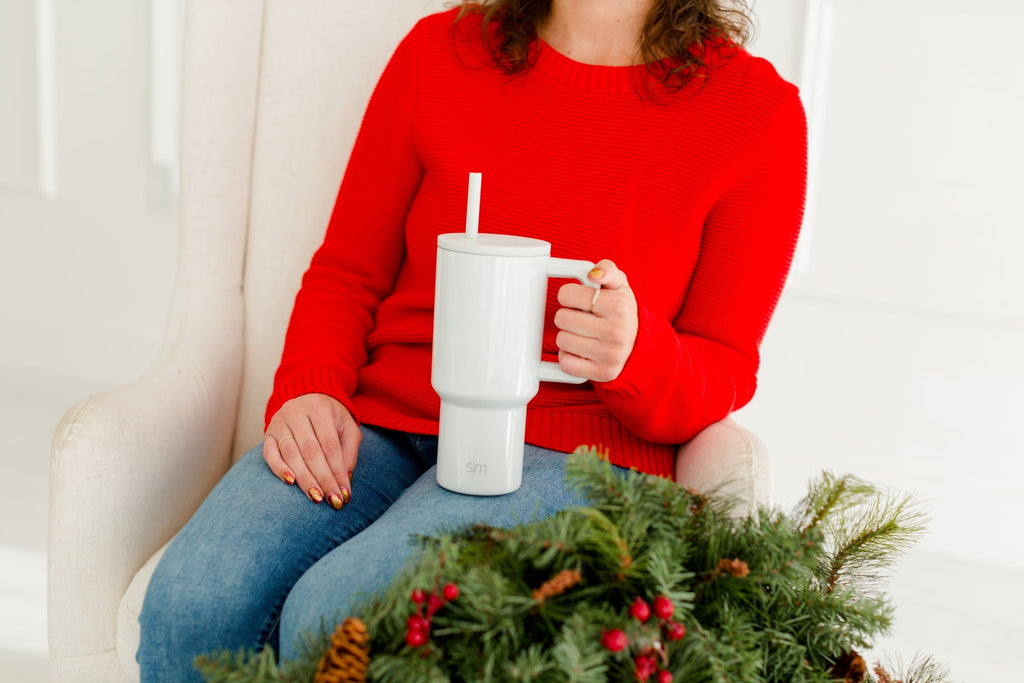 Simple Modern 30 fl oz Insulated Stainless Steel Trek Tumbler with Straw Lid | Seaglass Sage and Cream Checkmate | P40Y