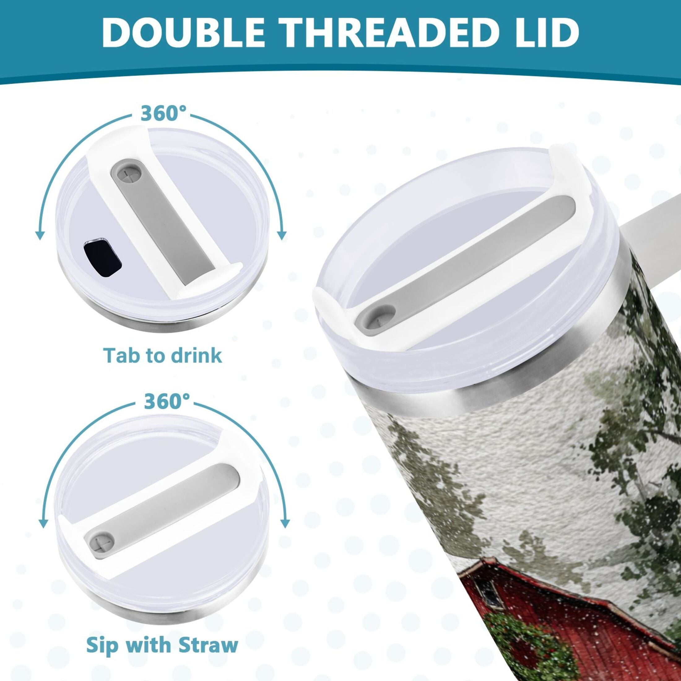 30 oz Insulated Stainless Steel Tumbler Double Wall Stainless Steel Tumbler with 2-Way Drinking Old Red Barn | OGAB