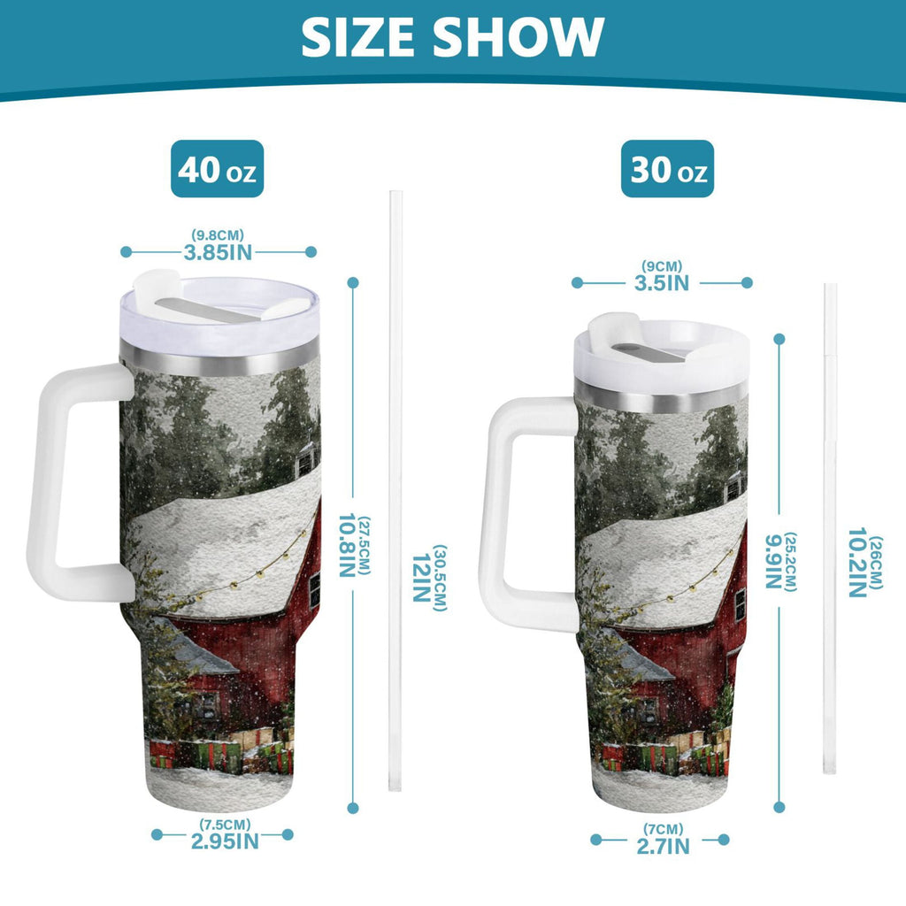 30 oz Insulated Stainless Steel Tumbler Double Wall Stainless Steel Tumbler with 2-Way Drinking Old Red Barn | OGAB