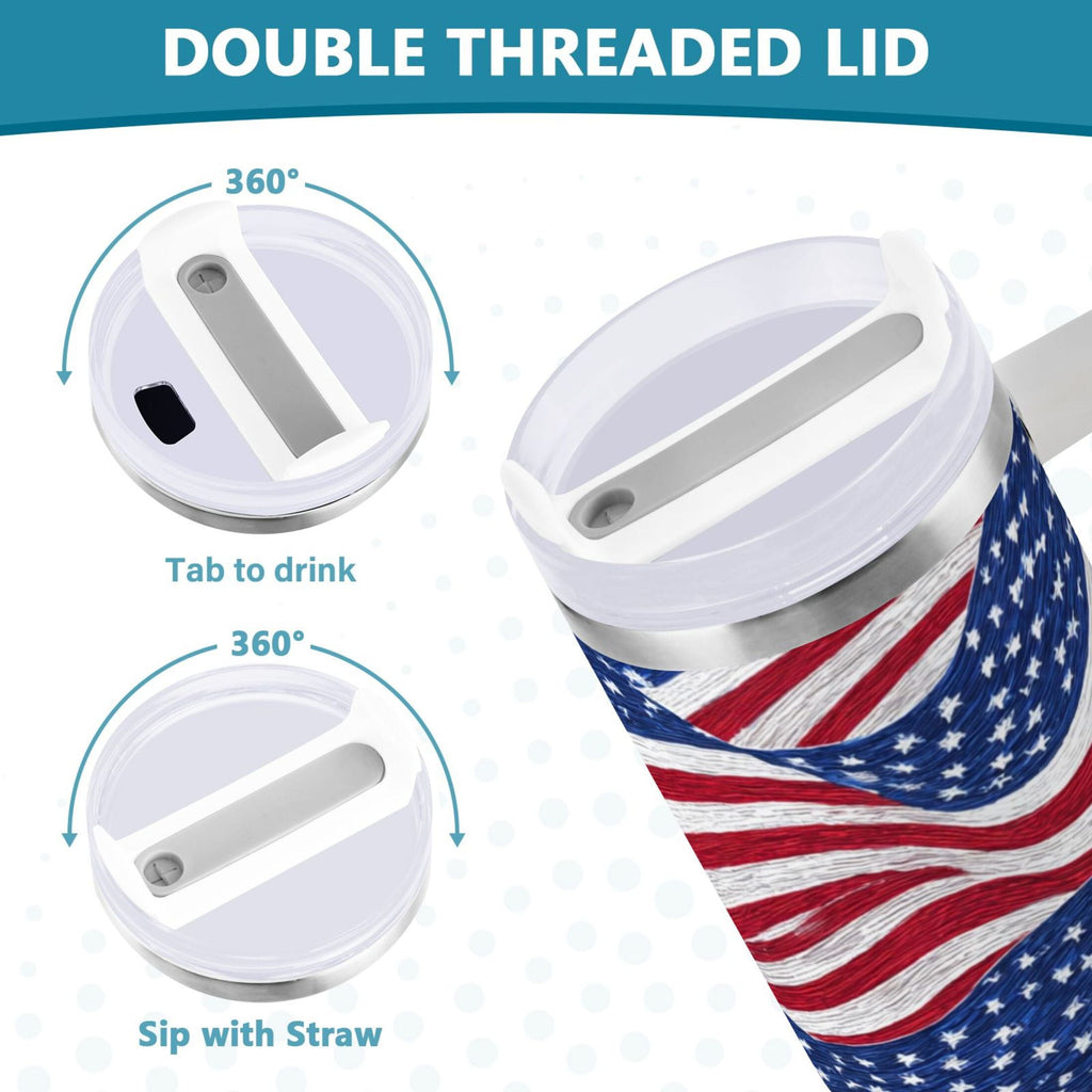 30 oz Insulated Stainless Steel Tumbler Double Wall Stainless Steel Tumbler with 2-Way Drinking Flags Wave Pattern | 98GV