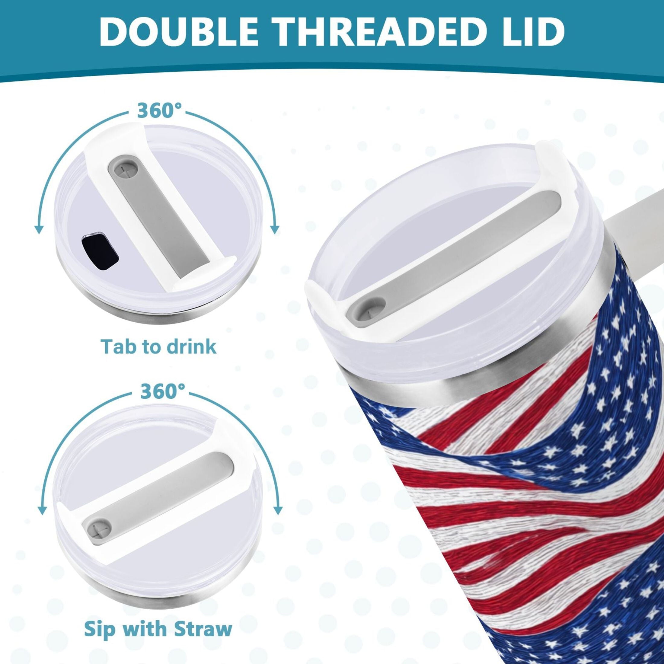30 oz Insulated Stainless Steel Tumbler Double Wall Stainless Steel Tumbler with 2-Way Drinking Flags Wave Pattern | 98GV