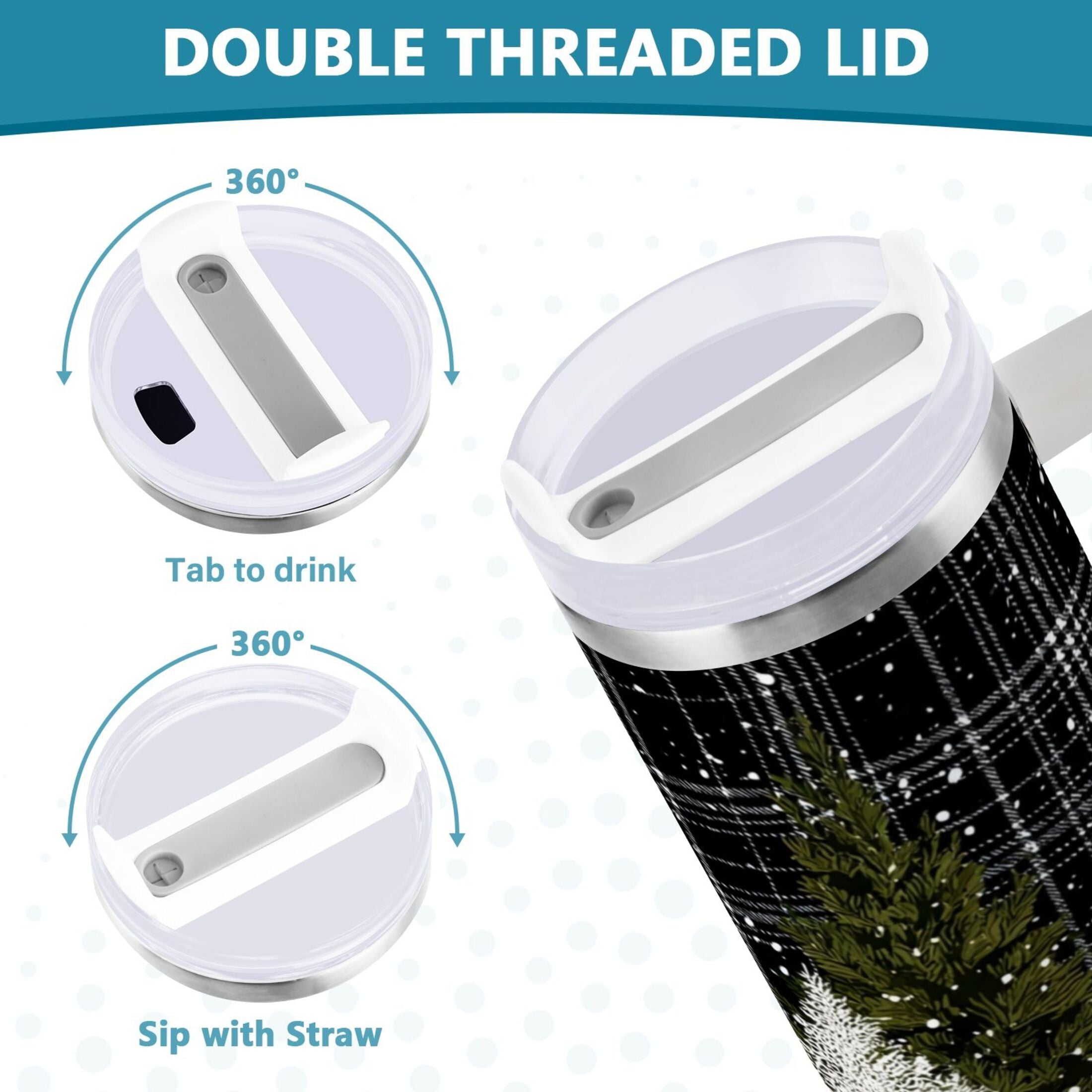 40 oz Insulated Stainless Steel Tumbler Double Wall Stainless Steel Tumbler with 2-Way Drinking Red Truck with Christmas Tree | O903