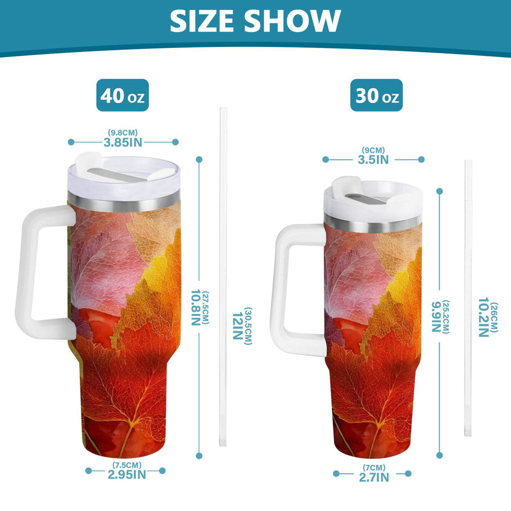 30 oz Insulated Stainless Steel Tumbler Double Wall Stainless Steel Tumbler with 2-Way Drinking Various Shades Autumn Leaves | T9V6