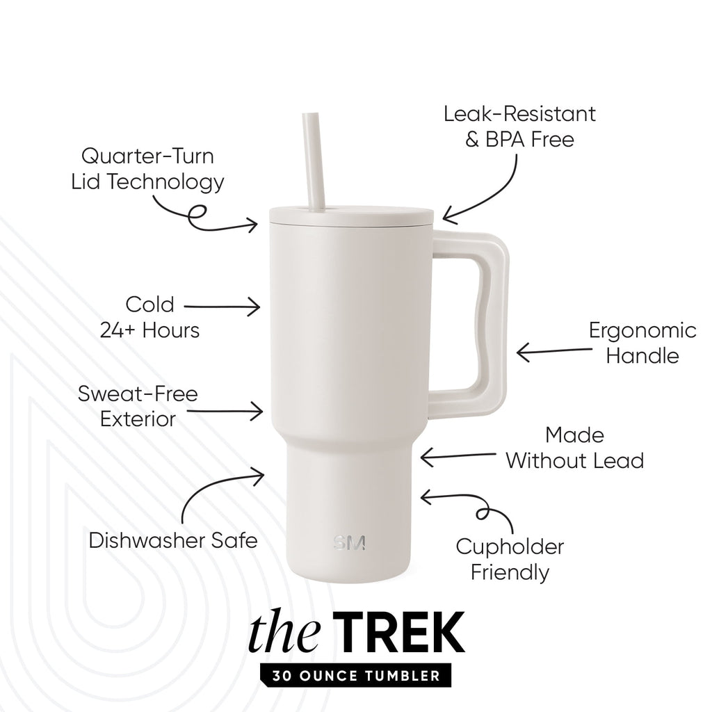 Simple Modern 30 fl oz Insulated Stainless Steel Trek Tumbler with Straw Lid | Seaglass Sage and Cream Checkmate | P40Y
